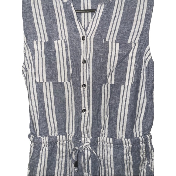 Time and Tru Utility Striped Romper Pockets Elastic Tie Waist Shorts - Picture 3 of 4